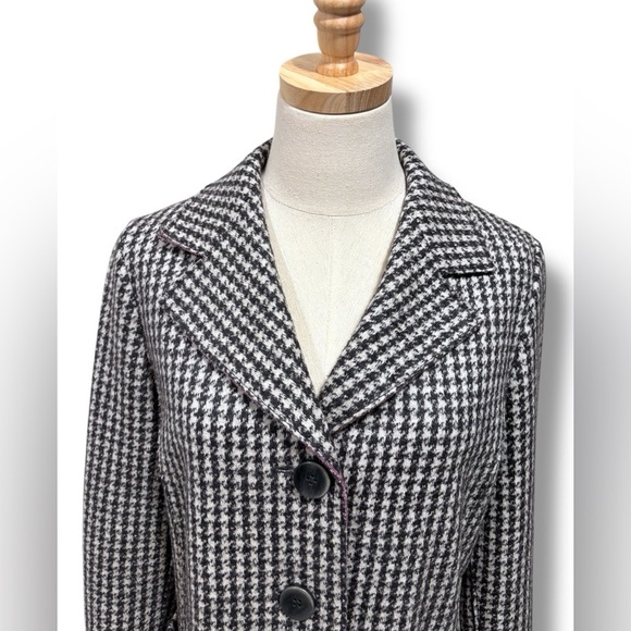 MaxMara Weekend Wool Cashmere Houndstooth Brown  Double Breasted Blazer Coat - Picture 3 of 13